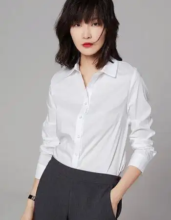 夏尔维纳白衬衫女长袖宽松韩版休闲百搭上衣新款商务职业修身衬衣女