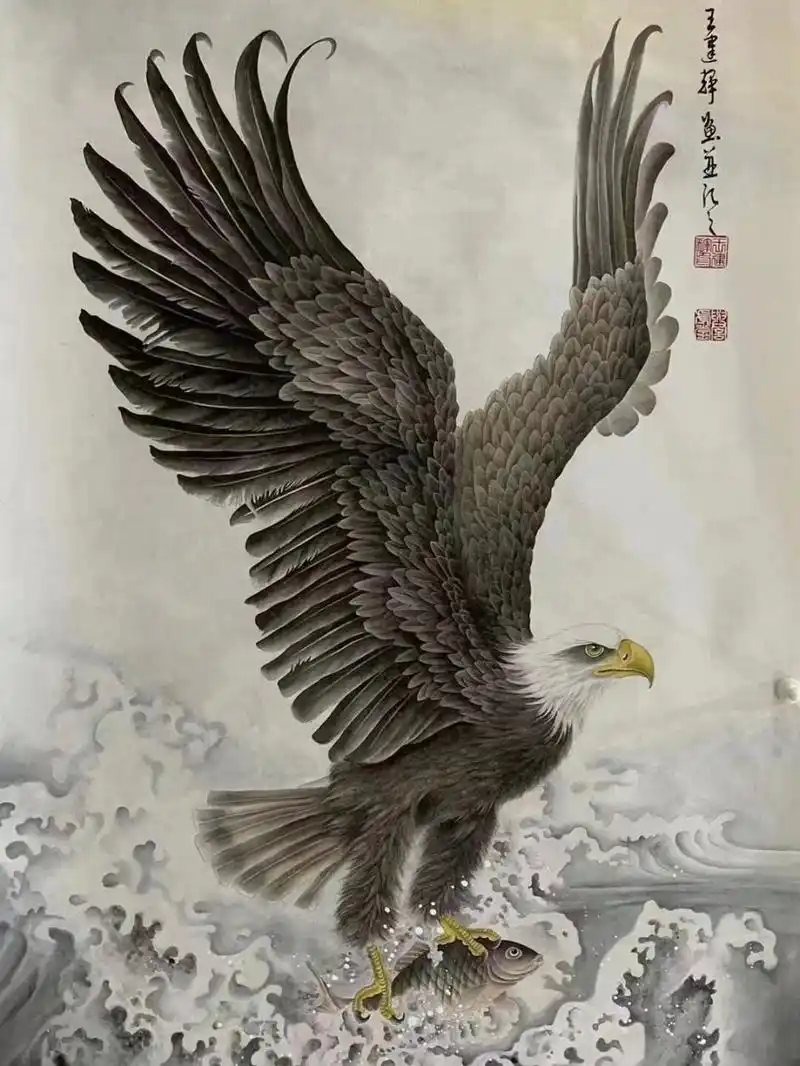 雄鹰图 集力量勇猛阳刚自由于一身 工笔画鹰欣赏,鹰象征着力量,阳刚之