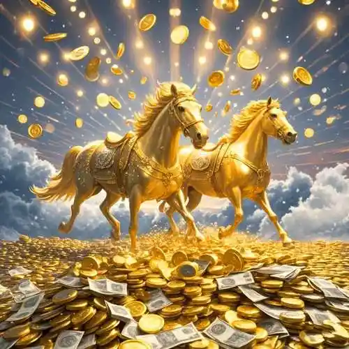 黄金财富马头像:马上财富到,黄金滚滚.