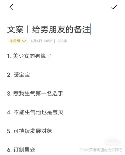 文案给男朋友的备注