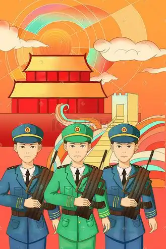 三军仪仗队插画个人vip和企业vip免费下载插画红色系卡通手绘风建军节