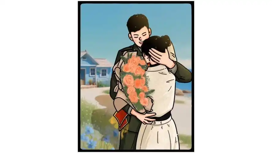 军恋手绘| 又是一年退伍季,用简笔画定格女友接站瞬间,有感动,有温暖