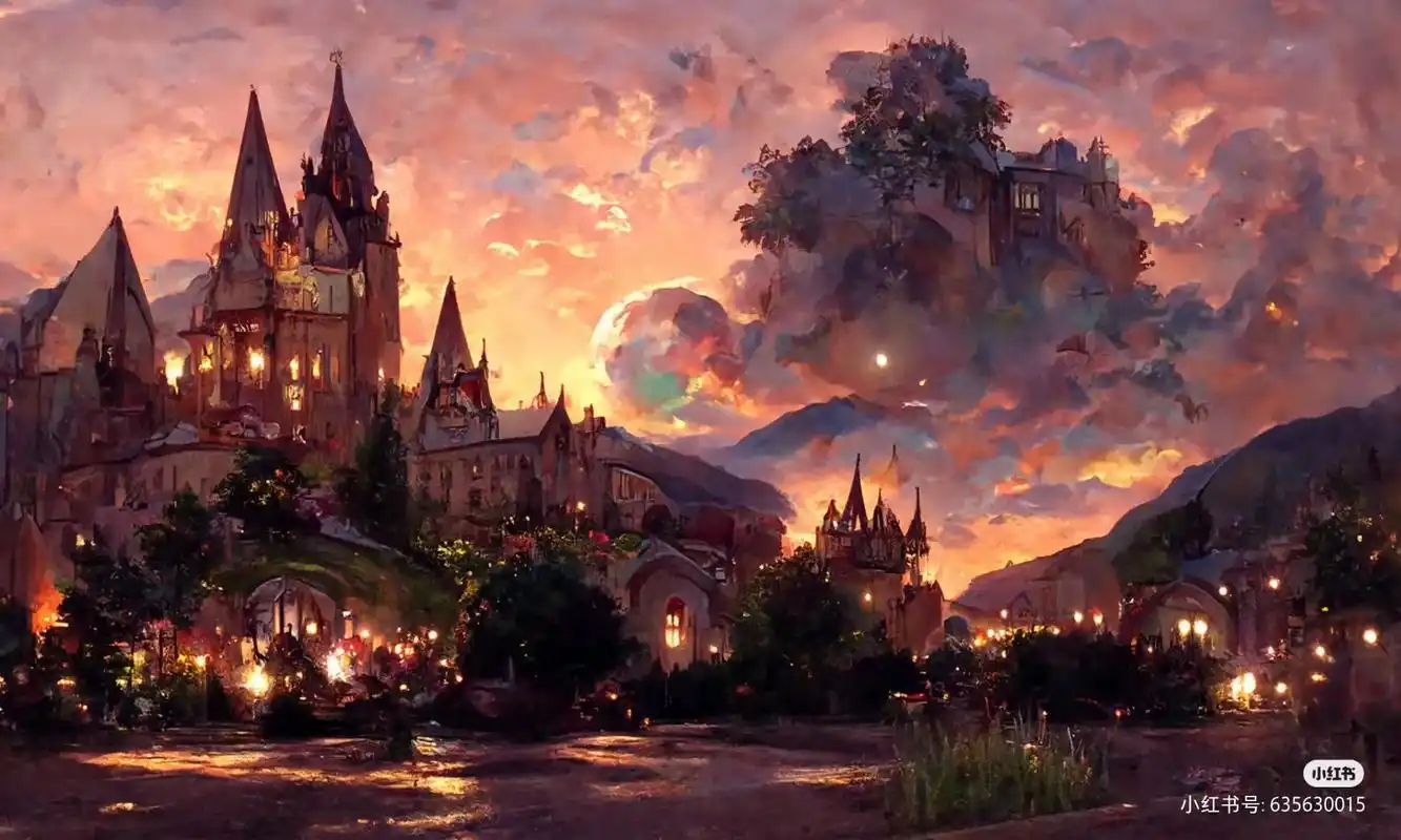 哈利波特 #哈迷聚众地 #梦幻城堡 #风景 #油画 - 抖音