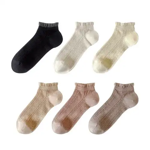 袜子女士花边袜春夏薄款木耳边短袜纯棉不掉跟隐形袜日系棉袜