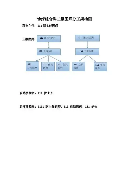 诊疗综合科三级医师分工架构图 科室主任:111副主任医