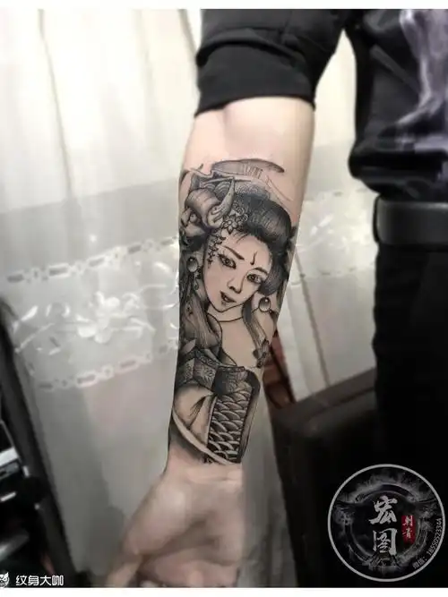 小臂艺妓_纹身图案手稿图片_宏林的纹身作品集