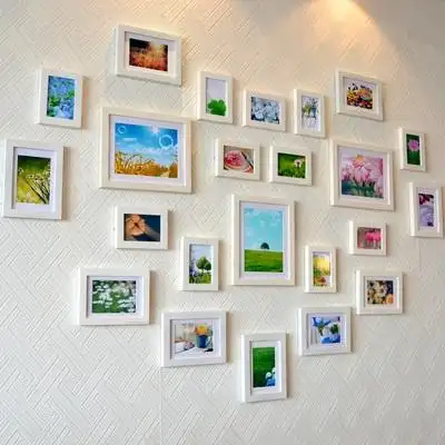 包邮实木照片墙甜蜜爱心形相片墙23框创意b相框墙组合送画芯