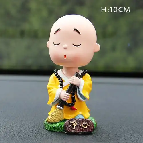 创意办公室摆件摇头弥勒佛小和尚淡定笑佛保平安汽车内装饰品用