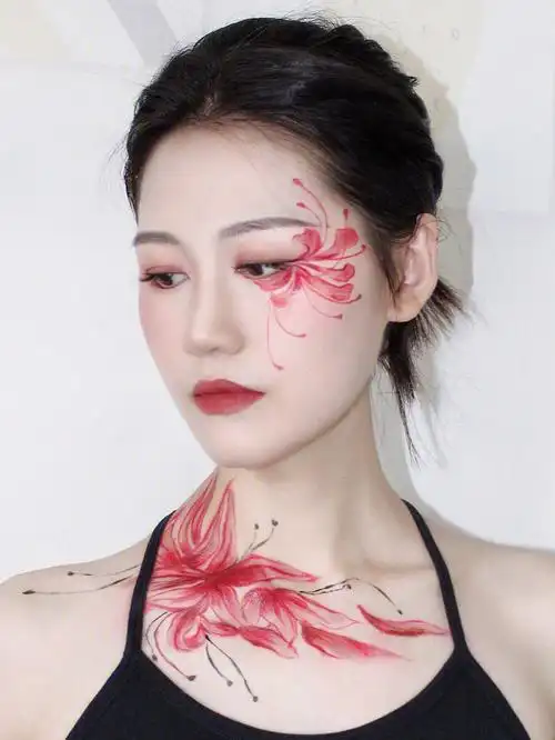 舞台妆容手绘花彼岸花创意妆容详细教程
