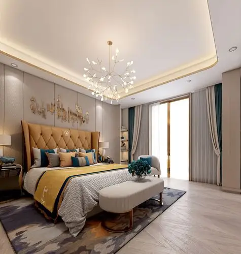 现代轻奢别墅卧室装修效果图