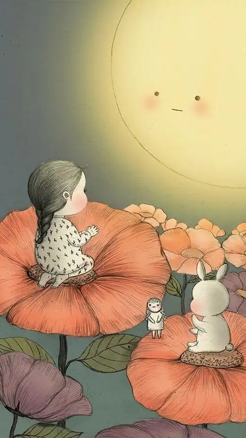 女孩与兔子 暖心插画 - 堆糖,美图壁纸兴趣社区