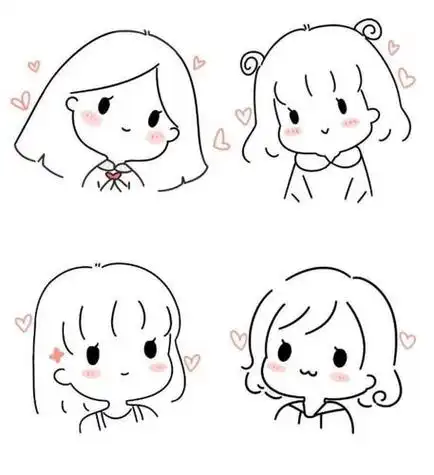 简笔画|手绘小头像人物可爱女孩卡通插画简笔画插画简笔画|可爱小女孩