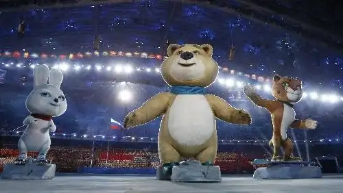 图文:2014索契冬奥会开幕式 吉祥物在开幕式上