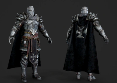 pbr 十字军 板甲骑士 重甲重装士兵 欧洲古代骑士领主 中世纪人物