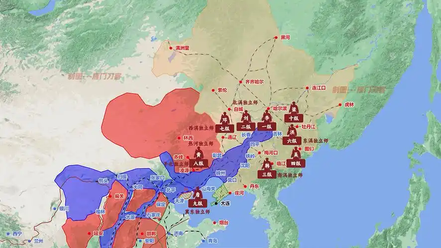 北满独1师,独2师,独3师,西满独1师,独2师,独3师,东满独立师,南满独1师