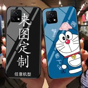 vivoiqoou3手机壳玻璃iqooneo3/z1/x男女款来图照片定制叮当猫潮