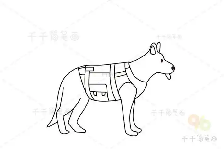 小警犬简笔画怎么画小警犬的简笔画步骤图解教程最简单的军犬简笔画简