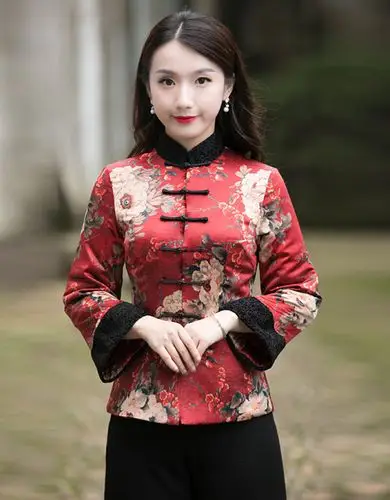 hkws唐装女冬装加厚改良版女时尚加棉旗袍上衣中式棉袄女中国风 r193