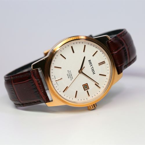 丽声rhythm原装进口商务时尚休闲皮带防水男士简约全自动机械手表