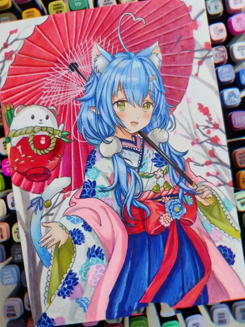 材料:动漫专用纸,马克笔,彩铅,高光笔 多多支持,笔下精彩继续