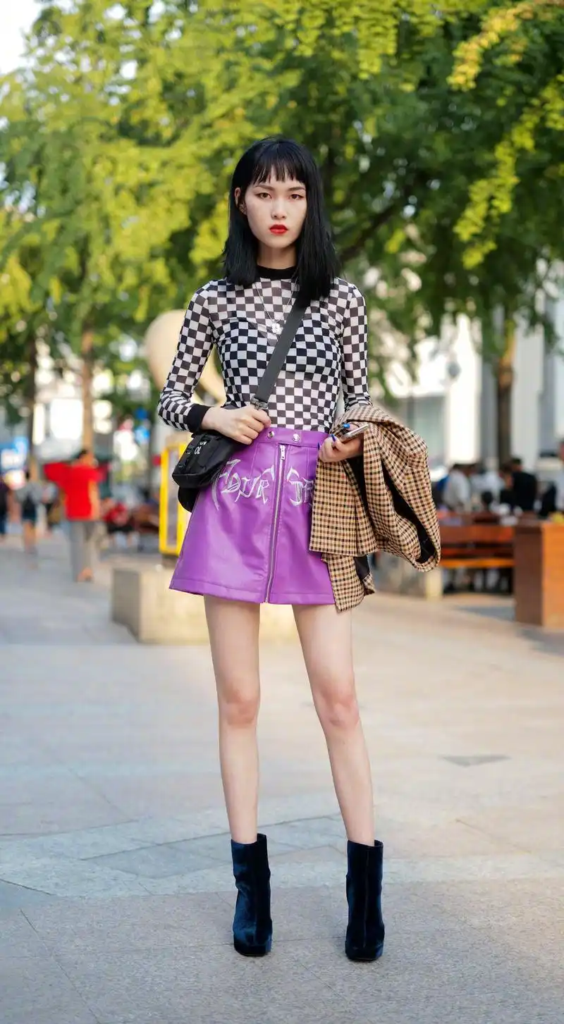 小姐姐选了以款袖子是粉色的白色上衣,给全身增加了一点梦幻,也使得