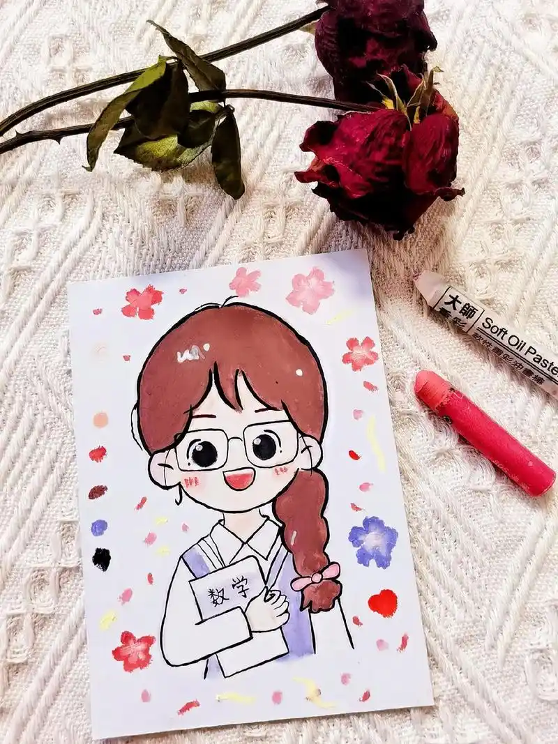 第一张是油画棒画的,第二张是马克笔画的 - 抖音