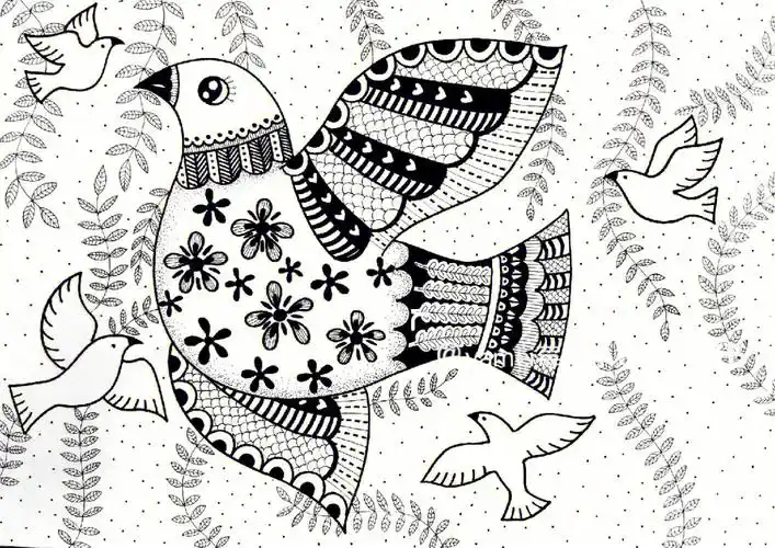 少儿线描  #黑白线描  #线描  #少儿美术  #线描装饰画 #简单线描