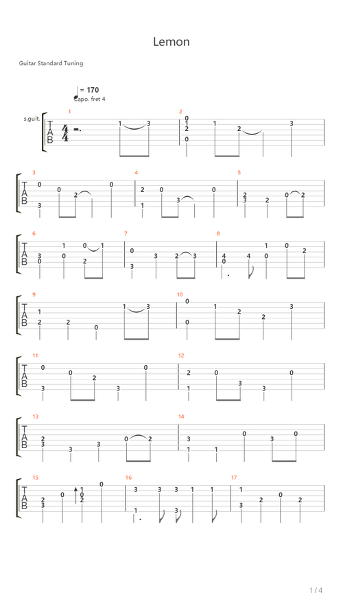 lemon(指弹版)吉他谱