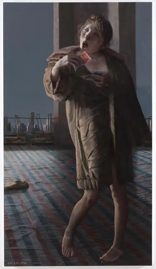 刘溢油画《2010年,东方红》