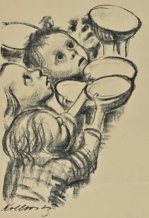 鲁迅收藏的外国版画 德国版画 珂勒惠支  《德国孩子