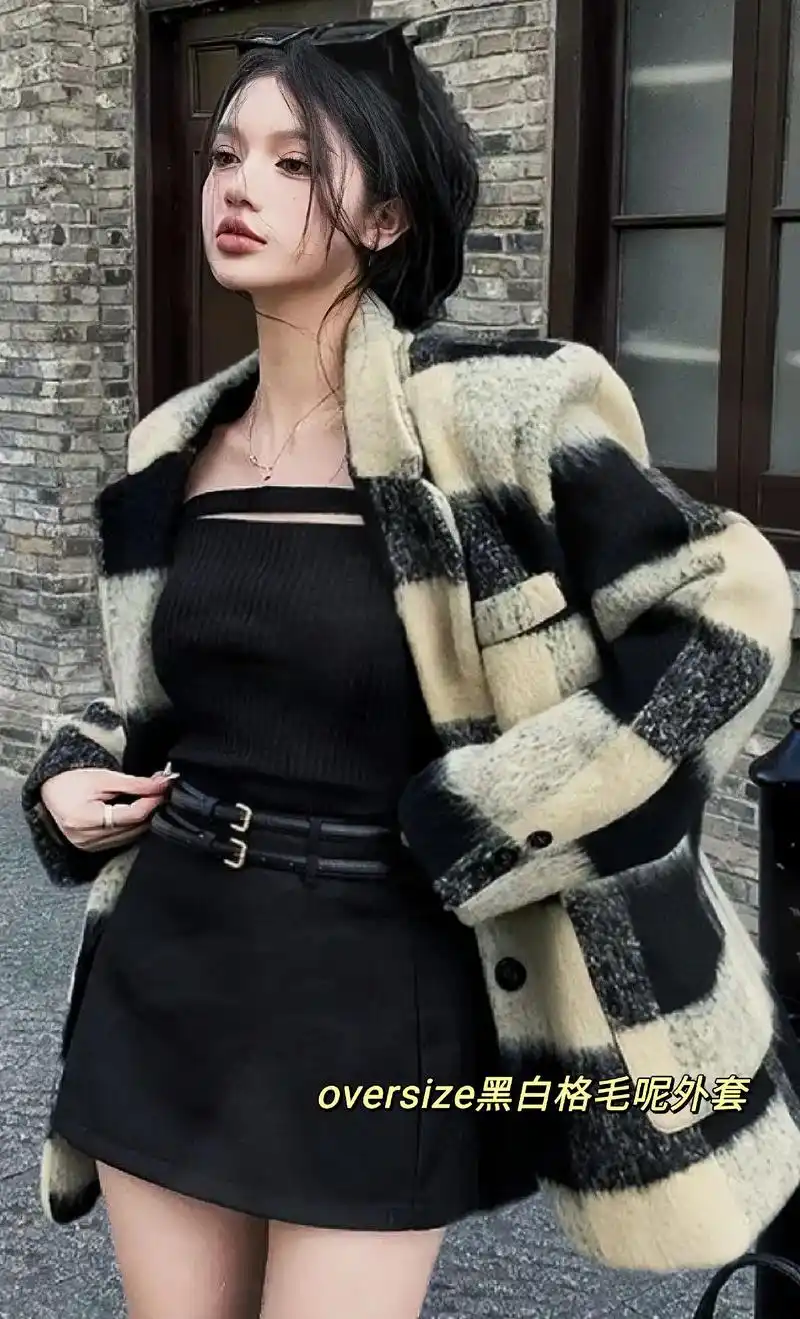 就好爱这款黑白格外套.幂式穿搭的oversize西装版型外套 - 抖音