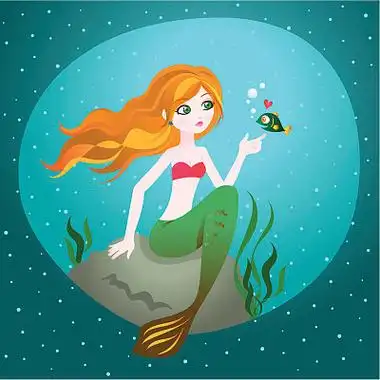 卡通 美人鱼插画图片_卡通 美人鱼插图_插画图片素材库-veer图库