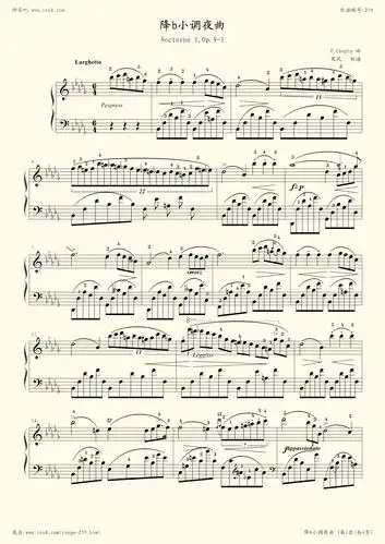 钢琴谱:降b小调夜曲,op.9,no.1(肖邦第1号夜曲)