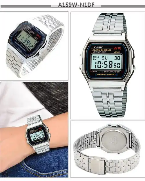 卡西欧casio手表男表学生运动电子表经典复古款方块男款小金表不锈钢