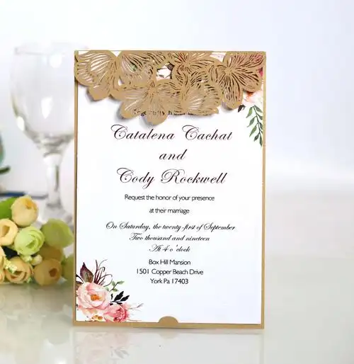 flower paper greeting cards business wedding invitation card for