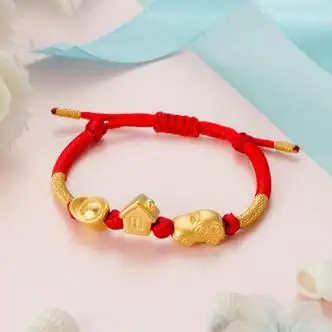 顾豪婴儿黄金手链宝宝金饰儿童手镯足金999有车有房有钱满月周岁礼物