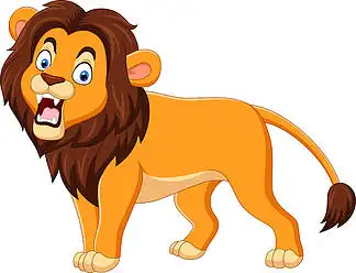 孤立在白色背景上的卡通狮子咆哮