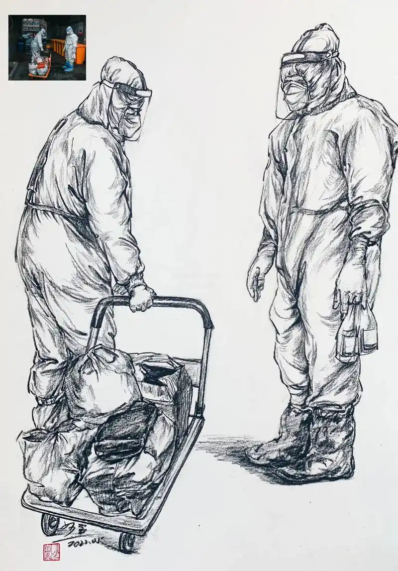 疫情中运输物资的抗疫志愿者