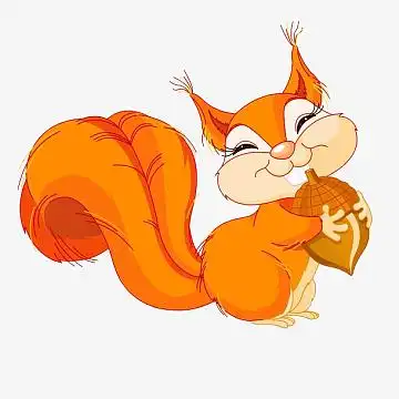 吃坚果的小松鼠(610x610)png可爱卡通手绘松鼠免扣元素(2000x2000)png