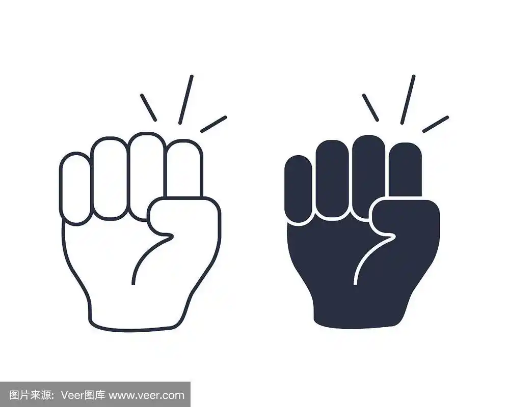 手敲门图标.矢量插图.攻击性的象征,暴力,狂怒之拳的象征.