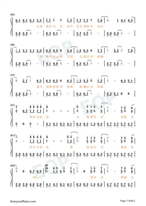 平行世界-简单版-刺杀小说家主题曲双手简谱预览3