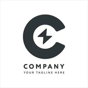 字母c徽标设计标志模板. 创意能源电力概念电子闪光闪电螺栓.照片