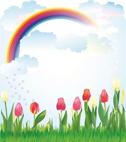 卡通彩虹植物海报背景图