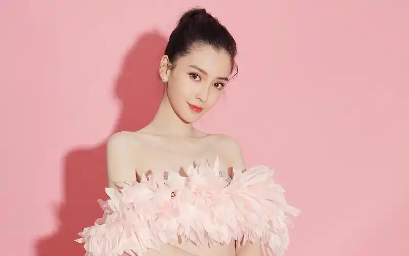 angelababy粉裙性感高清桌面壁纸