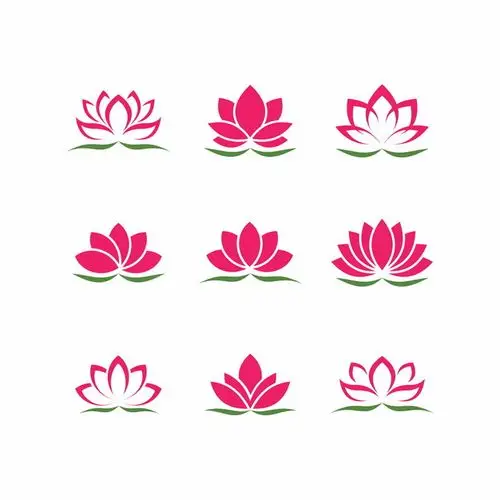 9款莲花荷花logo标志图案259078矢量图素材 - 设计盒子