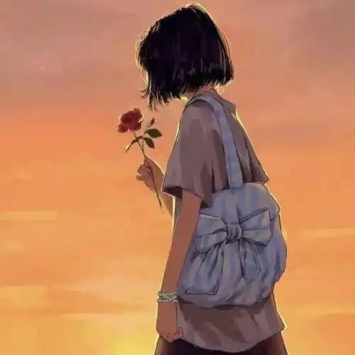 失恋伤感手拿玫瑰花女生头像图片