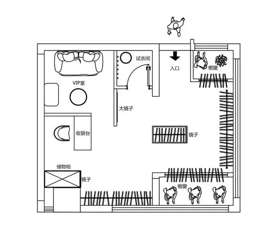 服装店手绘平面图,服装店平面图_大山谷图库