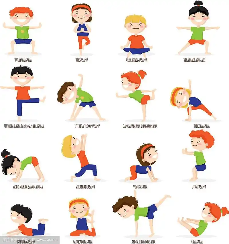 儿童瑜伽姿势卡通套装