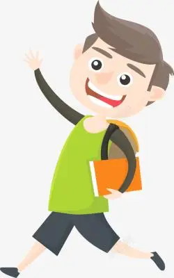上学少年孩子男孩微笑卡通上学孩子高清图片
