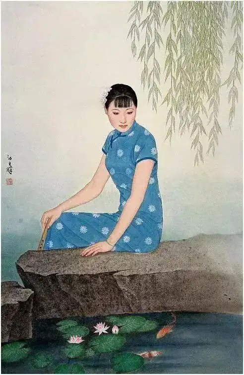 旗袍确实优雅,可惜对气质要求太高!工笔画家江立峰表现东方美女